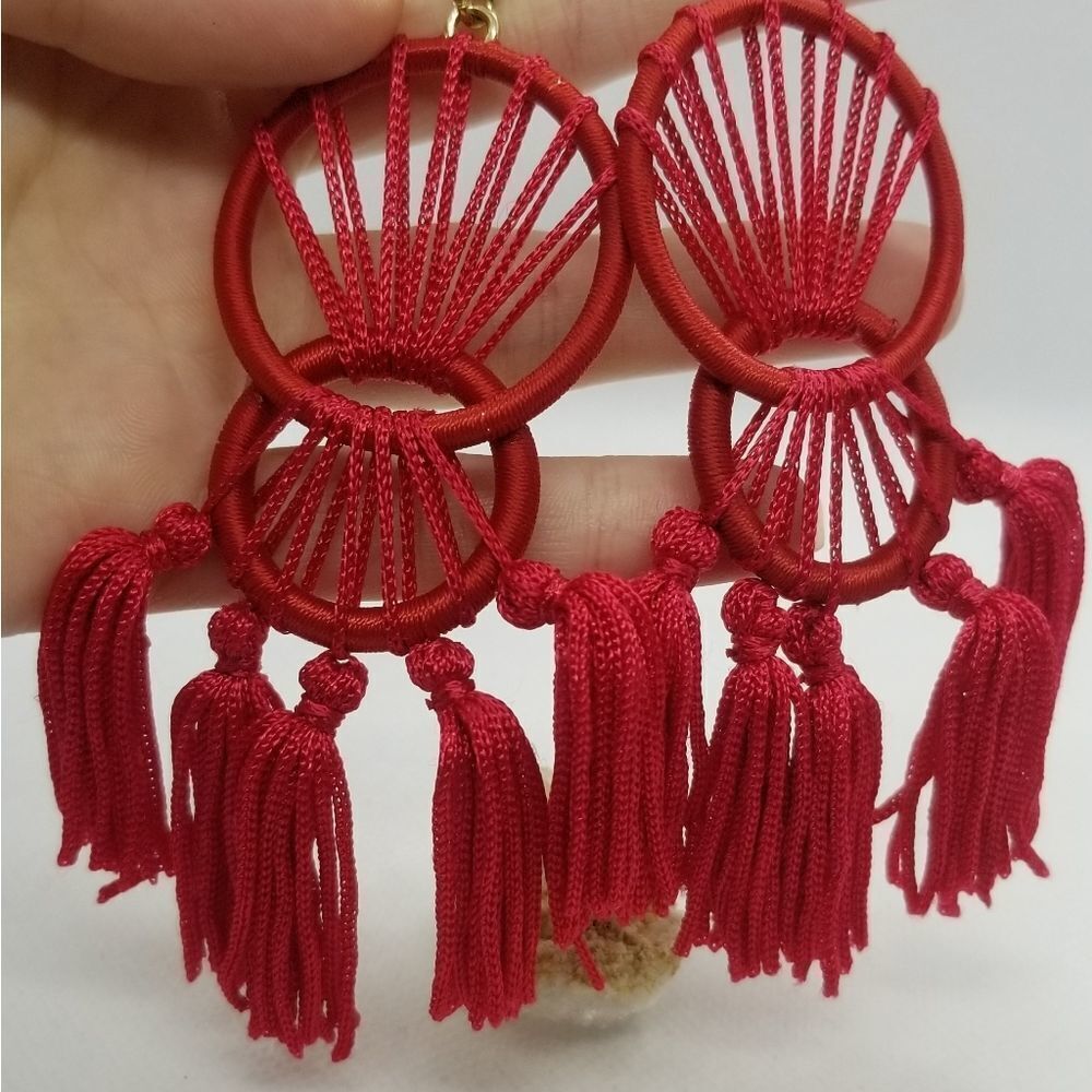 BrightĀ redādreamcatcher navajo tribalā earrings